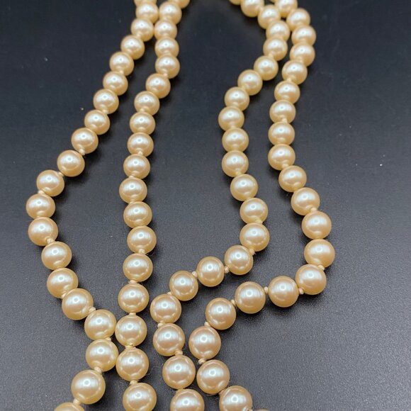Vintage Roman Faux Pearl Necklace Enhancer 28” Luster Hand Knotted Luster - Picture 4 of 10